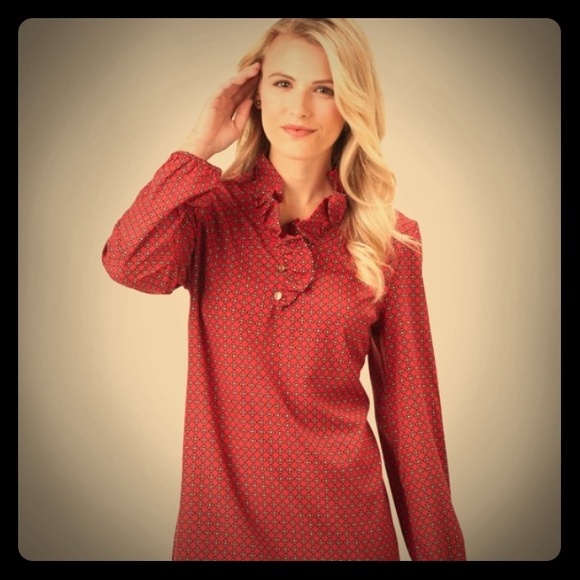 Mud Pie Monaco Embroidered Tunic Red Medium